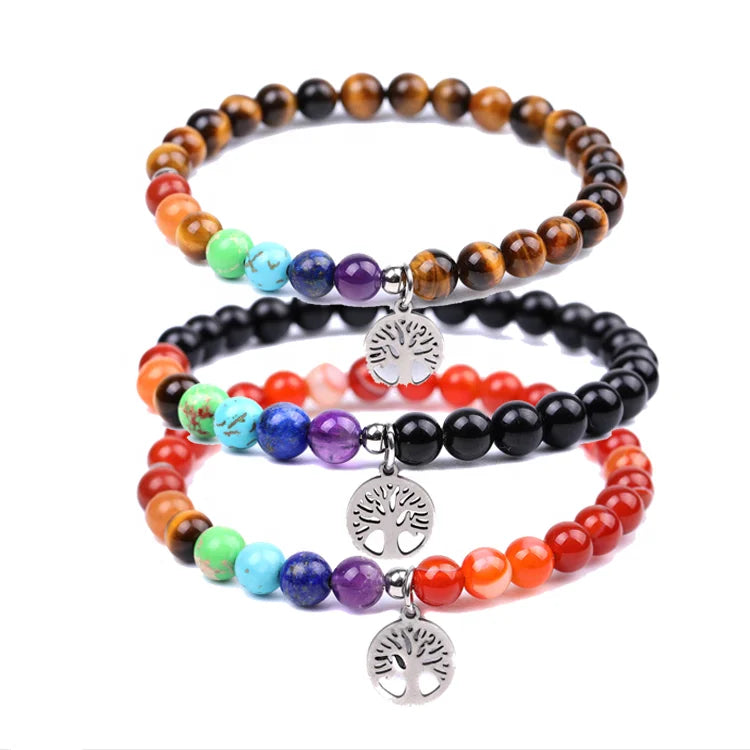 Chakra Bracelets for Women Men7 Chakra Healing Crystals Gemstones BraceletsStress Relief Yoga Tree Life Beads Bracelets
