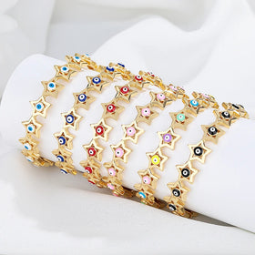 Enigmatic Wholesale Devil'S Eye 18K Brass Gold Plated Cubic Zirconia Luxury Bracelet Bangle Fashion Jewelry