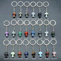 Hot Sales Mixed Stone Mushroom Key Chain Healing Stones Rose Quartz Amethyst Mushroom Key Chain for DIY Gift