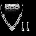 Geometric square Banquet Inlaid with Diamond Ornaments Necklace Earrings Bracelet Three Piece Set Jewelry
