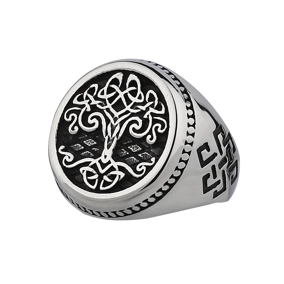 Vintage Viking Titanium Steel Ring Men's Fashion Trend Personality Stainless Steel Tree of Life Ring