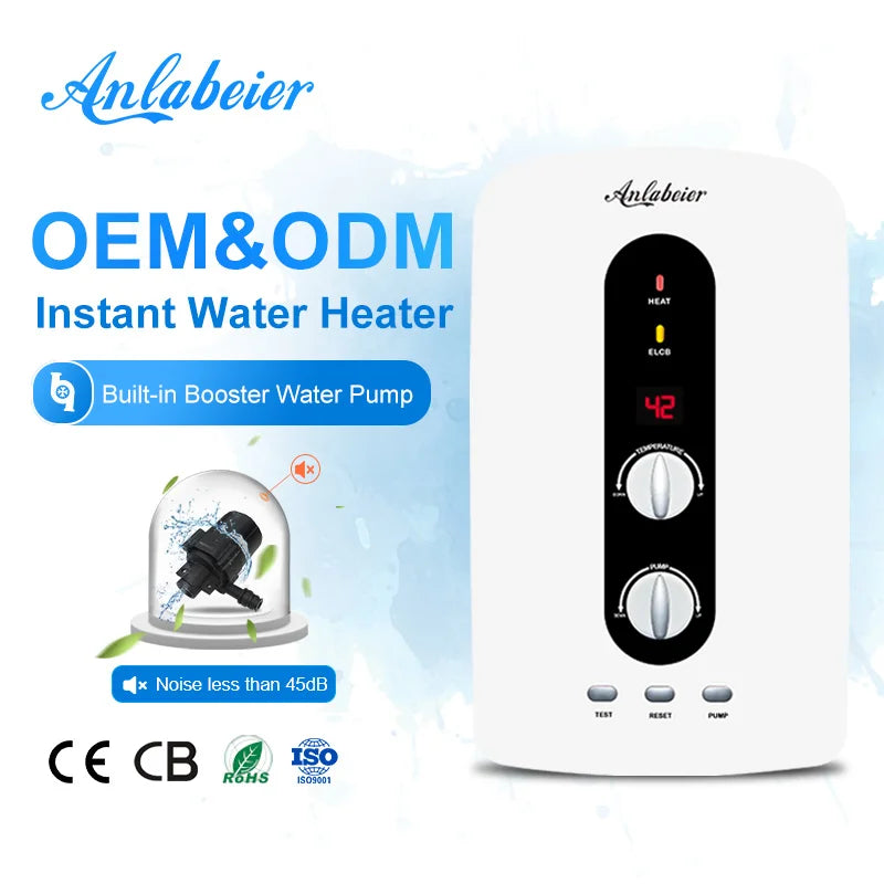 Digital Tankless Bathroom Water Heater Shower 5500w Instant Electric Water Heater