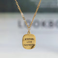 Custom Inspirational Quotes Stainless Steel Brush Effect Gold Plated Mini square Pendant Necklace for Women