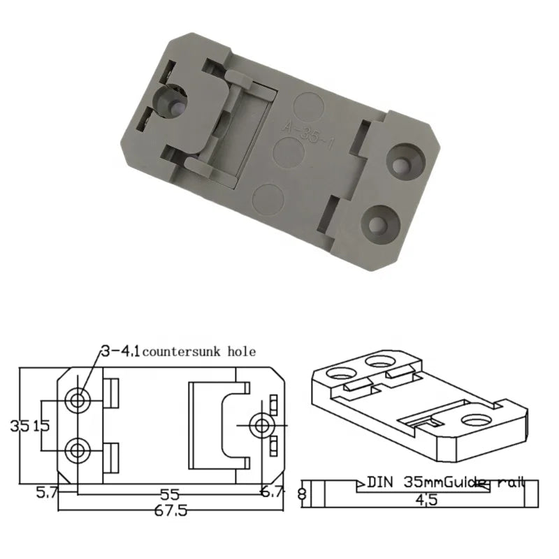 U-Shaped Plastic Switch Buckle for Circuit Board 67.5x35x8mm Guide Rail Support Bracket Metric Measurement System Clamps