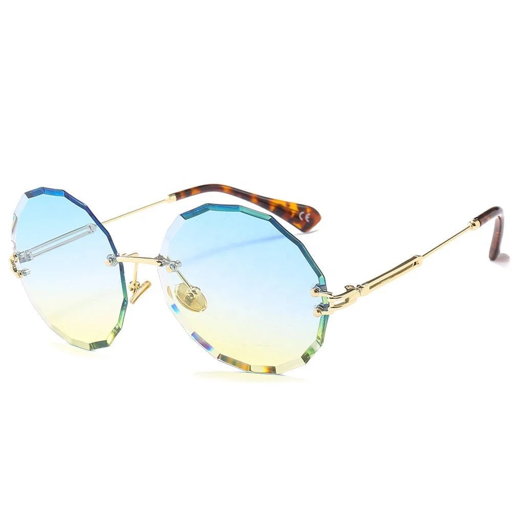 Popular 2022 Fashion Metal Unisex Street Popular Famous Vintage Frameless Round Sunglasses
