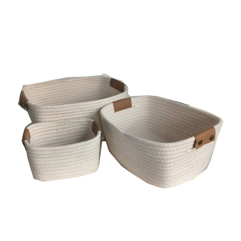 Foldable Cotton Rope Basket Practical Fabric Design for Wardrobe for Laundry Toys and More