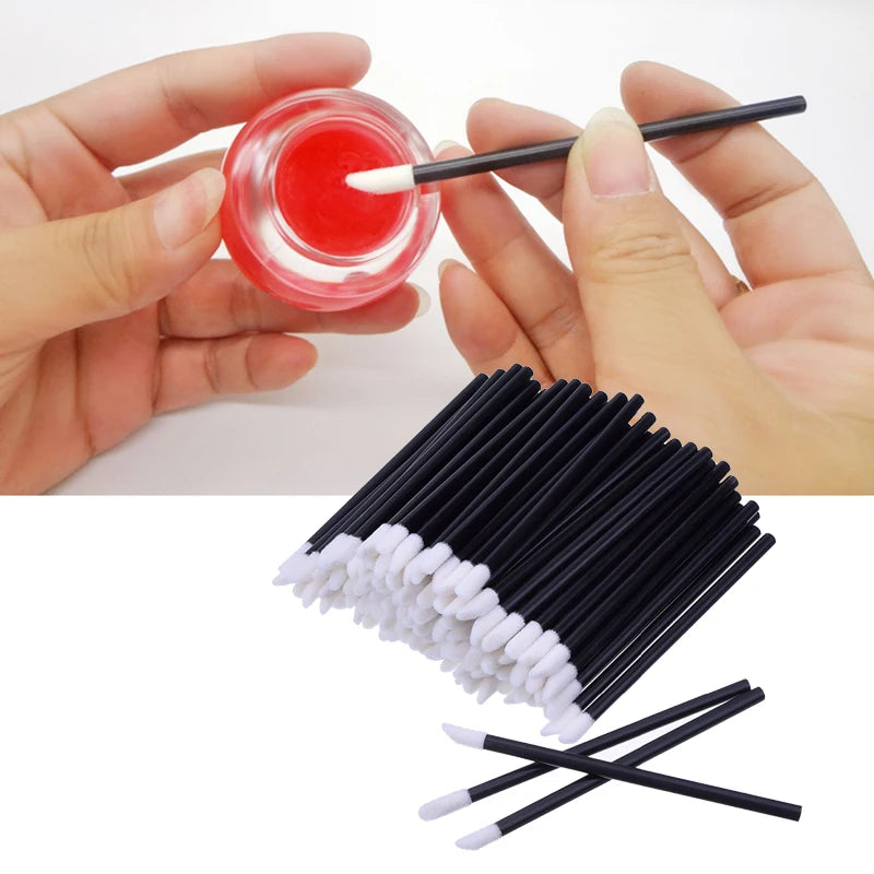 Hollow Disposable Lip Brush Portable Mini Flocking Concealer Pen Eye Shadow Lip Glaze Brush Beauty Tool