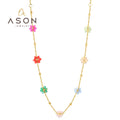 Waterproof Stainless Steel Beaded 18K Gold Plated Ball Beads  Pearl Flower Necklace for Women Vintage Elegant Jewelry
