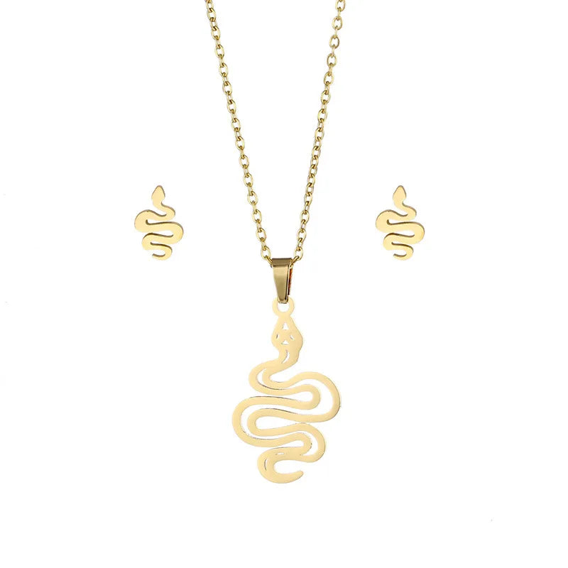 Stylish Chic Stainless Steel Jewelry Sets for Women Featuring Snake Pendant Necklace Earrings Sets Stylish Chic Accessories