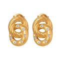 Women's High-End Stainless Steel Stud Earrings Waterproof Double Circle Trendy Non-Tarnish Fashion Accessory