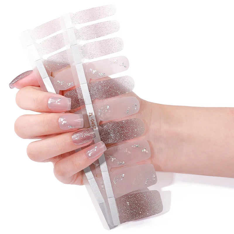 New 2D Autumn Heart Design Plastic Waterproof Nail Art Polish Wraps Wholesale Self-adhesive Custom Salon Quality Glitter Nail