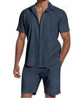 Manufacturer Summer Customize Design Button Down Comfortable Beach Wear High Quality Short Sleeves Slim Fit Suit