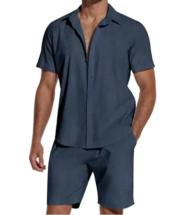 Manufacturer Summer Customize Design Button Down Comfortable Beach Wear High Quality Short Sleeves Slim Fit Suit