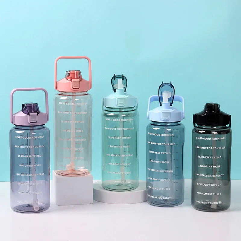 Wholesale Custom logo 2.2lL One Gallon Anti-slip Lid Gym Water Jug Bpa Free Motivational Plastic Water Bottle