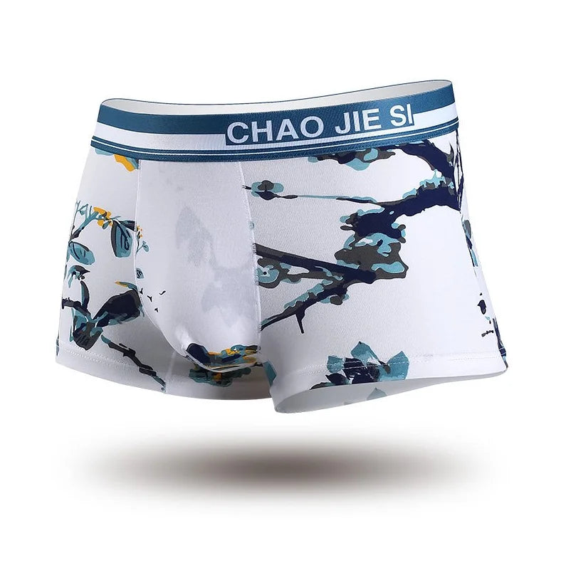Cotton Boys Underwear Comfortable Trunk Boxers Breathable Fashion Trend Underpants Ink Wash Painting Mid-Waist Shorts Boxer