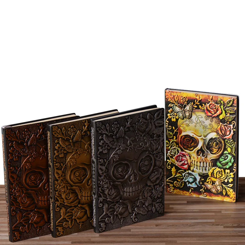 Custom Spiritual Journal Gifts Travel Diary Antiquated 3D Witchcraft PU Leather Notebook Curse Skull Journals with logo Embossed