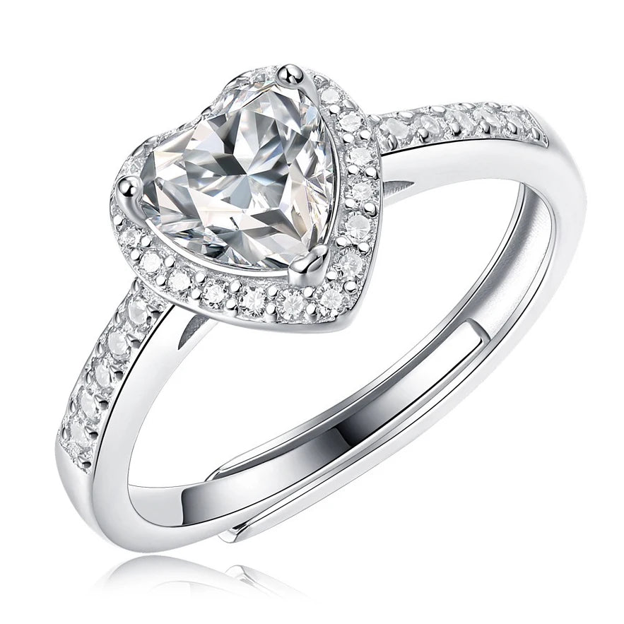 1 Carat Moissanite Diamond Engagement Wedding Band 925 Sterling Silver Love Bridal Rings for Women