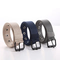 Outdoor Men's Solid Color Woven Belt Alloy Pin Buckle Canvas Belt Breathable Leisure Sports Overall Belt