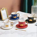 Chaozhou Supplier Home Restaurant Latte Cup Nordic Gold Rim Luxury Ceramic Coffee Cup and Saucer With Spoon