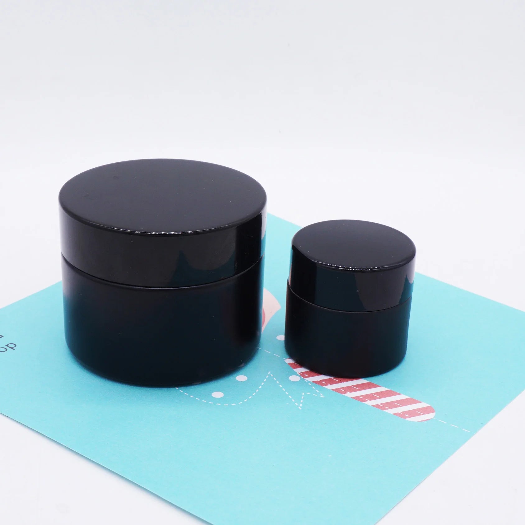 1.7oz 50g Matt Black Lip Balm Jar 5g with Shiny Silver Cover