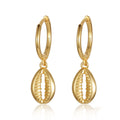 Fashion Earrings Jewelry 925 Sterling Silver Summer Beach Shell Drop Earrings 18K Gold Plated Hoop Earrings for Women