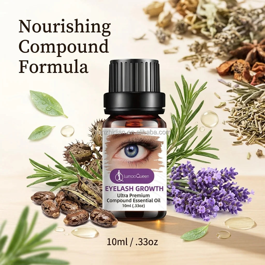 Private Label Eyelash Growth Serum Natural Compound Essential Oil Lash Enhancer for Longer Thicker Fuller Eyelashes Eyebrows