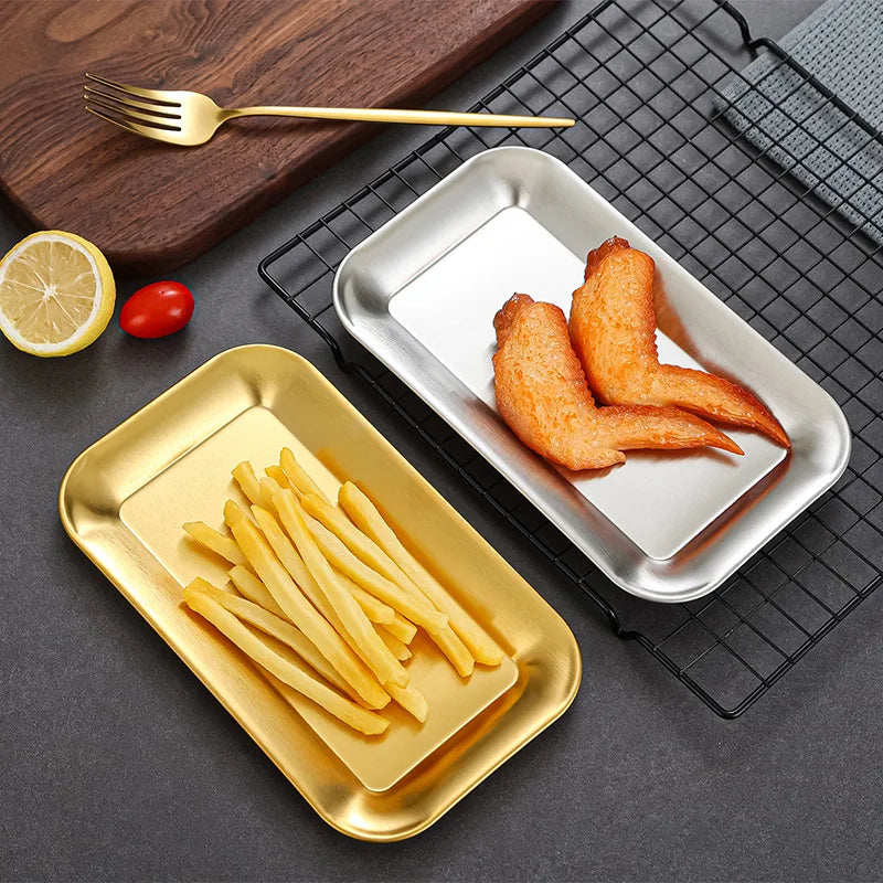 Hot Selling Stainless Steel Dessert Tray Dessert Plate Cake Fruit Tray BBQ Tray Snack Kitchen Plate