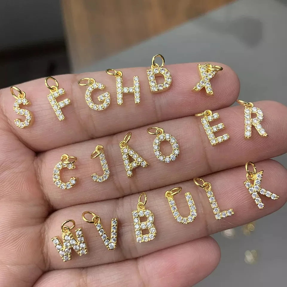 Hot Selling Fashion Bubble English Letter Zircon Pendant Diy Matching Letters Plated 18k Gold DIY Accessories for Necklace