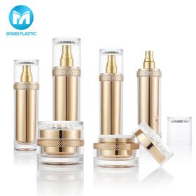Cheap Packaging Acrylic Sunflower Vase Bottle Set and Cream Jars Round Bottles with Transparent Lid Cap