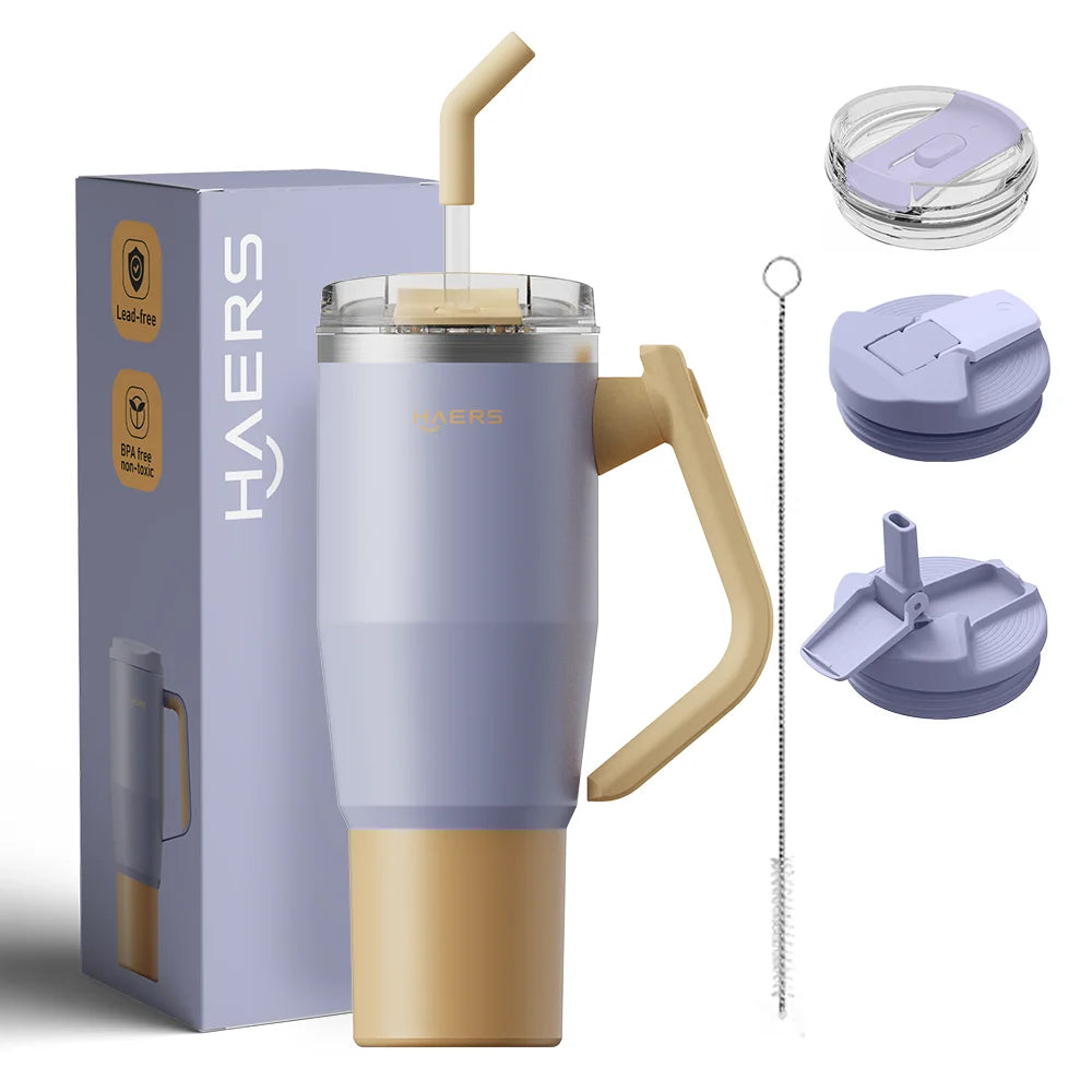 32oz 40oz Tumbler with Handle Customized Double Wall Vacuum Insulated Stainless Steel Tumbler Cup with Handle Lid Straw