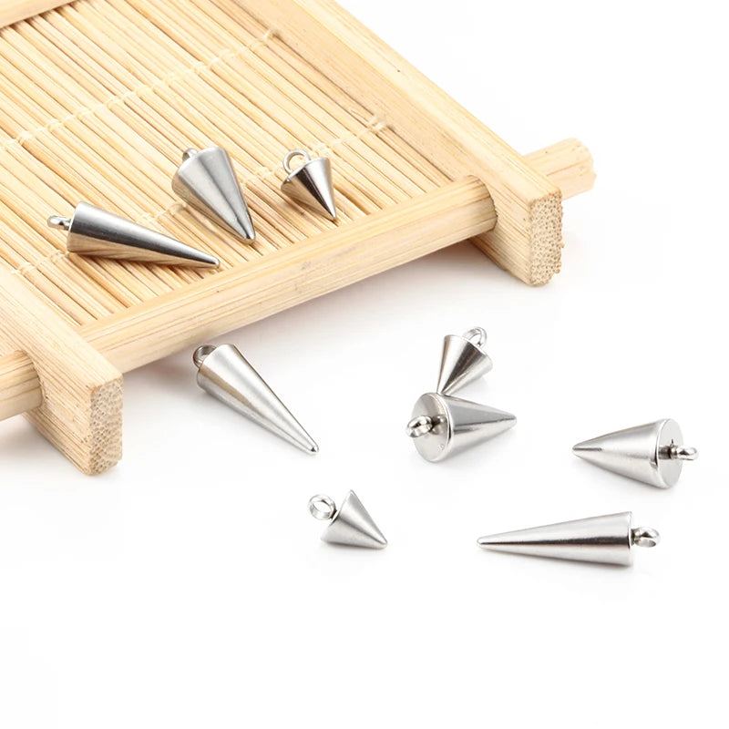 Wholesale Stainless Steel Pendant Conical Shape Three Size in Stock No Fade Waterproof Charms for Jewelry Making Necklace