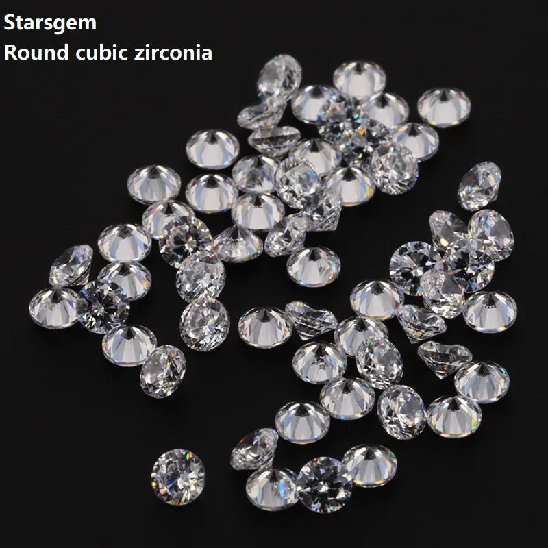 Starsgem Synthetic Star Loose Mystic Round Shape 0.7~2.9mm 5A Quality White Cubic Zirconia for Package Sale