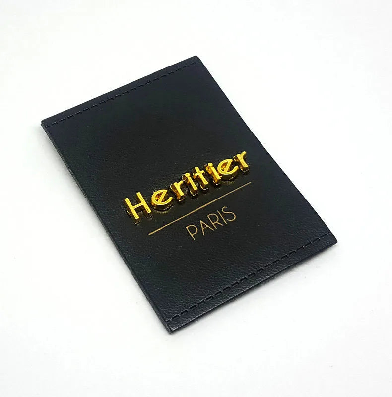 Custom Fashion Design Embossed Labels Branded logo Custom Metal Pu Leather Patch Label Tags for Clothing With Gold Metal