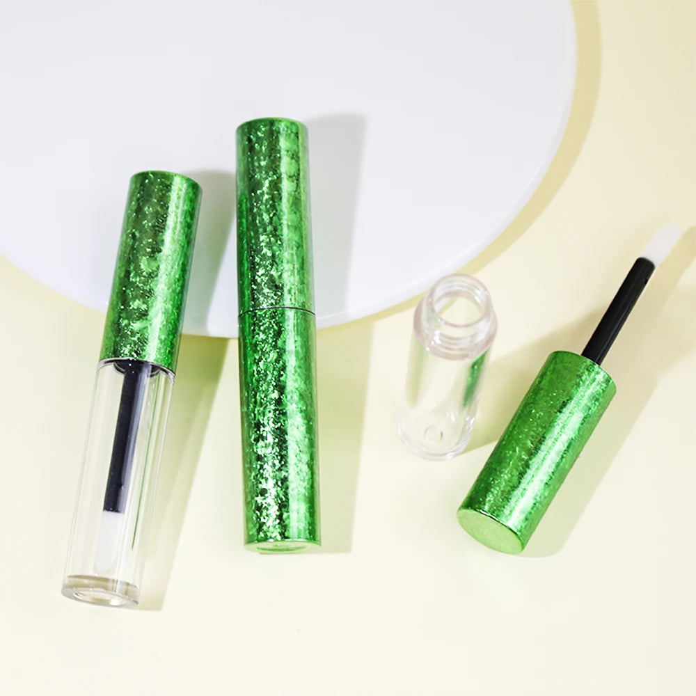 Jinze Pretty Glitter Green Bottle 2.3ml Round Lip Gloss Tube With Brush Tip Applicator