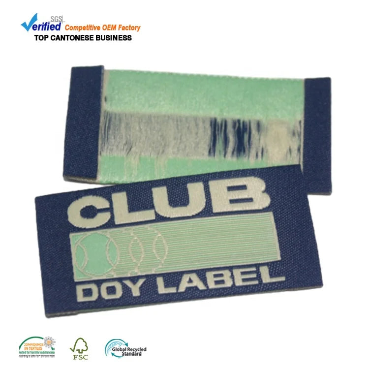Factory Direct Price Custom Brand Name Logo Damask End Folding Woven Label for Clothing