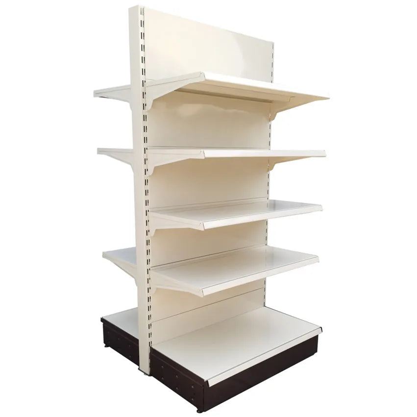 Heavy Duty Display Rack Flat Back Panel Double Shelf Round Gondola Shelf