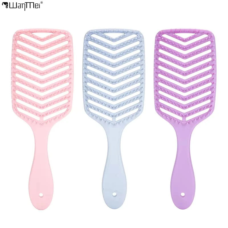 Wanmei Hair Brush Packaging Box Curly Hair Texture Straightener Custom Detangling Hair Brush Hot Comb