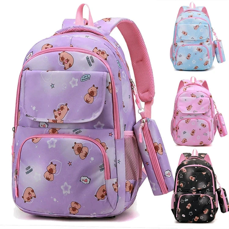 Fashion Small Teenage Girl Custom Black Logo Print Reusable Book Bag School for 8 Year Olds