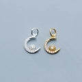 9mm Tiny 925 Sterling Silver Pave Cz Crescent Moon and Star Charms for Jewelry Making