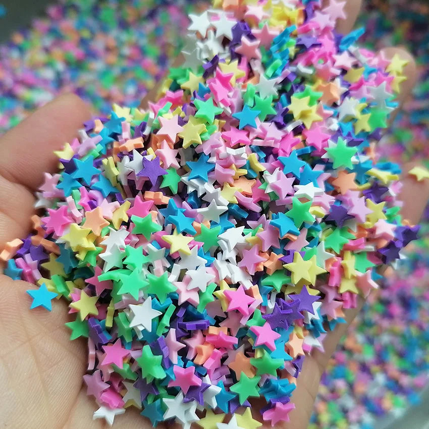 1KG Wholesale DIY Craft Slime Sprinkles Colorful Star Mix Pink Black White Star Polymer Clay Sprinkles Slices