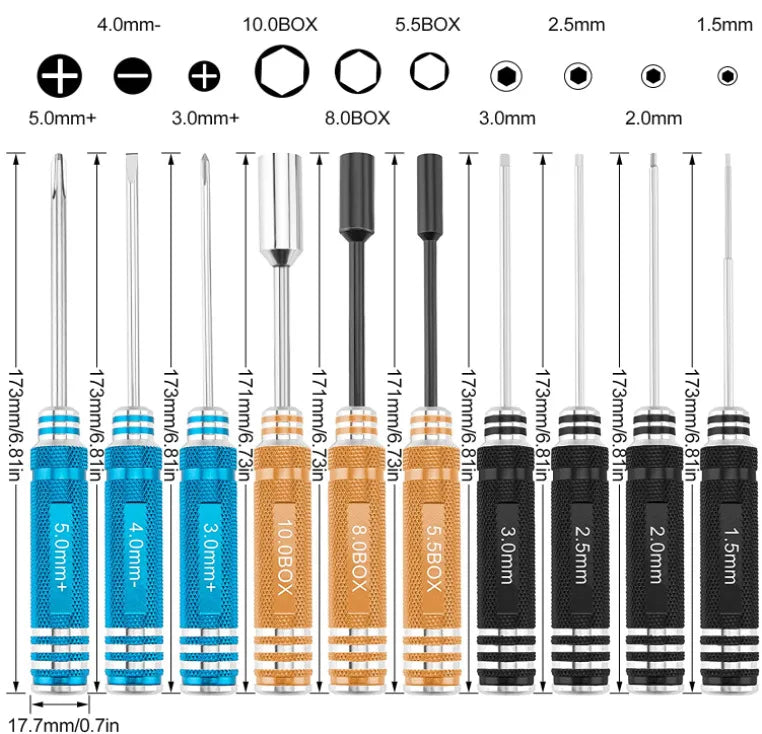 14 in 1 Metal Multi-socket Screwdriver Wrench Tool Set for RC Boat & Car 1/10 Hand-Powered Includes Pliers & Bending Shears