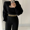 Autumn and Winter Knit Sweater Solid Women Casual Long Sleeve O-Neck Women Tops
