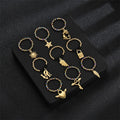 Newest Design Beaded Crystal Rings Natural Stone Jewelry Stainless Steel Gold Plated Wing Cross Charms Women Finger Ring Jewelry