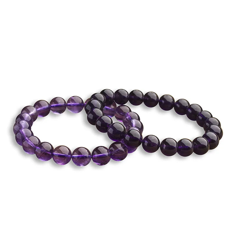 100% Natural 5A Good Grade Amethyst Bead Bracelet Gemstone Luxury Jewelry Give for Men and Women