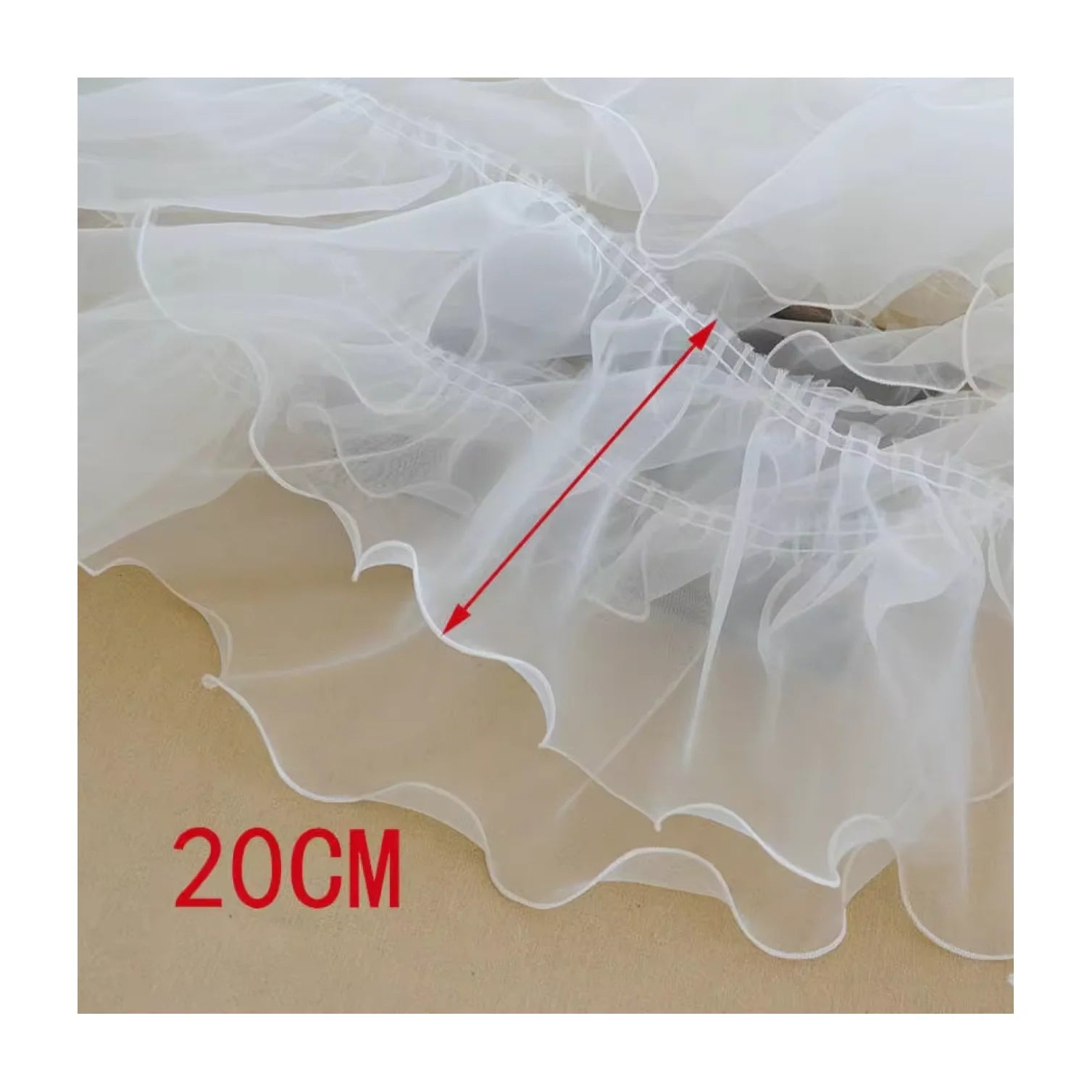 20cm Colorful Organza Embroidery Tape Ribbon Ruffle Trims Border Pattern Polyester Lace Dresses Garments Skirts Decorations