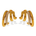 New Trending Geometric CC Earrings for Women 18K Gold Stainless Steel Fashion Layered Zircon Hoop Earrings