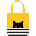 Cute Black Yellow Cat Design Canvas Tote Bag for Women Letter Cat Lovers Birthday Gifts for Mothers Day Teachers Book Storage