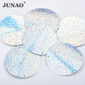 JUNAO Wholesale Price 50mm Round Laser Silver Star Loose Glitter Unique Design Sewing Laser Sequins for DIY