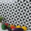 2" Glazed Glossy Windmill Pattern Black and White Triangle Ceramic Mosaic Tiles for Backsplash Wall Interior Design MegaBDM