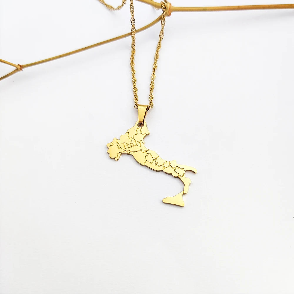 Italy Map Necklace Cadenas De Acero Para Bisuteria Joyeria Acero Inoxidable Jewels Trendy Necklaces Tigray Map Necklace Collier